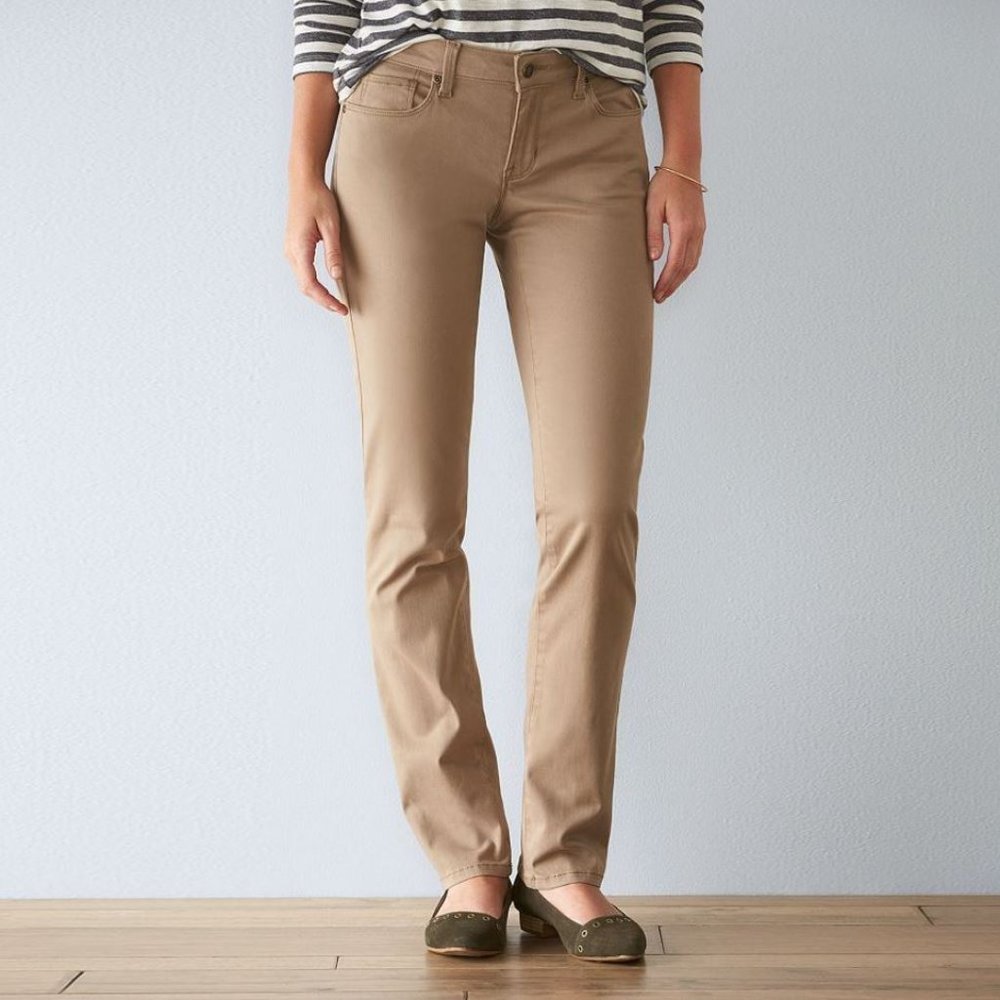 Sonoma 12* Khaki Tan* stretch straight leg* Mid-Rise* Like New